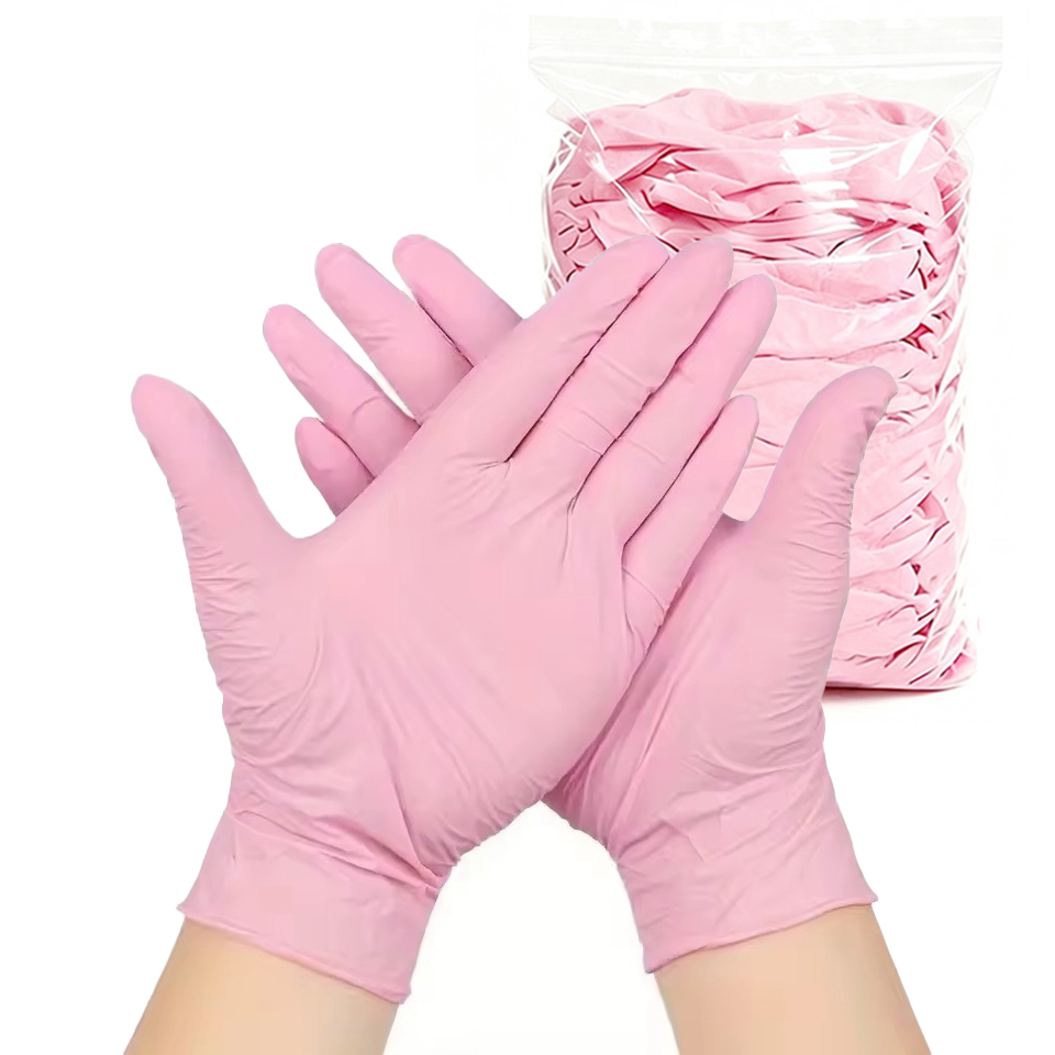 Disposable Gloves Nitrile - Gants en nitrile rose clair, jetables,